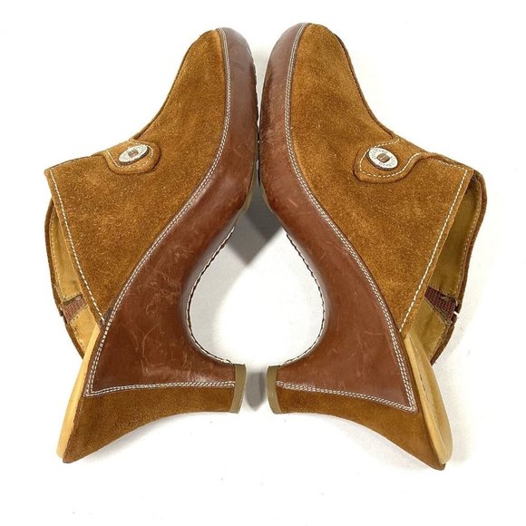 Cole Haan Shoes Womens 7.5 B Tan Amber Suede Devon Clog Mules‎ Heel Bohemian - Picture 10 of 13